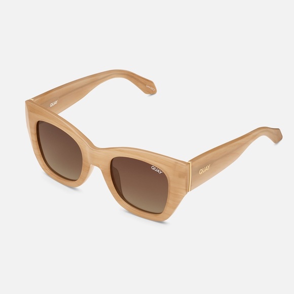 QUAY After Hours Bevel Polarized Sunglasses Ivory Tortoise Stripe Brown Lenses - Picture 4 of 9